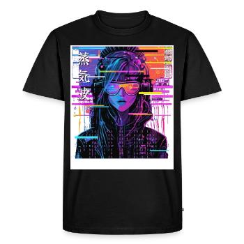 Vaporwave Glitch Girl Esthétique Cyberpop Japonaise - T-shirt Premium bio Homme - noir - Devant - Nico (187cm)