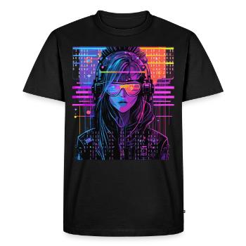 Japonais Cyber Sci Fi Anime Girl Urban Vaporwave - T-shirt Premium bio Homme - noir - Devant - Nico (187cm)