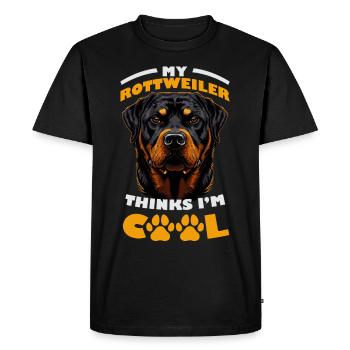 Funny My Rottweiler Thinks I'm Cool Paw Rottie - Men's Premium Organic T-Shirt - black - Front - Nico (187cm)