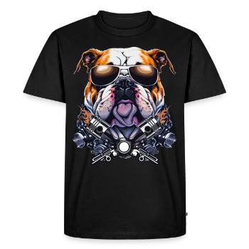 Deutsch Bulldog avec lunettes de soleil Retro Biker Dog Lo - T-shirt Premium bio Homme - noir - Devant - Nico (187cm)