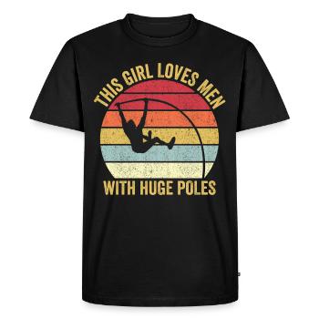 Drôle de saut à la perche avec énorme - T-shirt Premium bio Homme - noir - Devant - Nico (187cm)