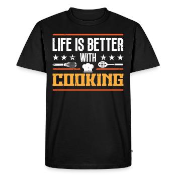 Koch Life Is Better With Cooking Kochen Chefkoch - Men's Premium Organic T-Shirt - black - Front - Nico (187cm)