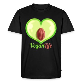 Aubergine en forme de cœur - Vie végétalienne - Devenez végétalien - T-shirt Premium bio Homme - noir - Devant - Nico (187cm)