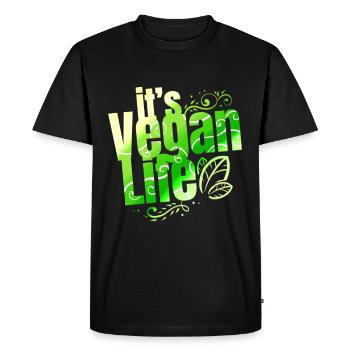La vie végétalienne de I - Devenez végétalien - T-shirt Premium bio Homme - noir - Devant - Nico (187cm)