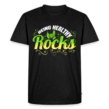 Jeu de mots végétarien - Être en bonne santé - Devenez végétalien - T-shirt Premium bio Homme - noir - Devant - Nico (187cm)