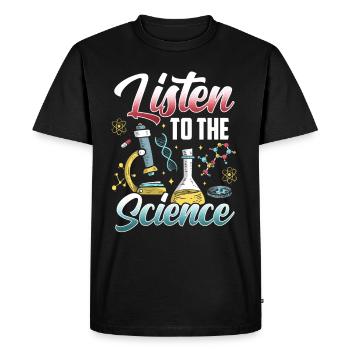 Écoutez les scientifiques scientifiques - T-shirt Premium bio Homme - noir - Devant - Nico (187cm)