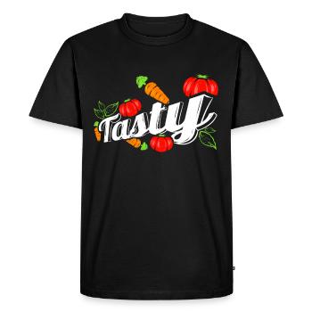 Les légumes sont savoureux - végétariens et végétaliens - T-shirt Premium bio Homme - noir - Devant - Nico (187cm)