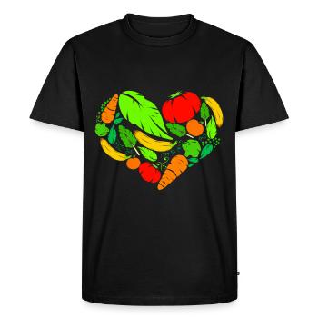 Cœur végétarien sain pour végétarien et végétalien - T-shirt Premium bio Homme - noir - Devant - Nico (187cm)