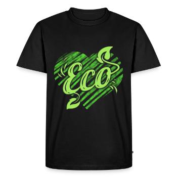 Logo Feuilles Vertes Eco Pour Végétariens Et Végétaliens - T-shirt Premium bio Homme - noir - Devant - Nico (187cm)