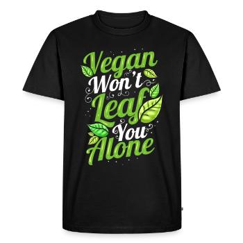 Vegan Won’t Leaf Leave You Alone - Vegetarian Go - T-shirt Premium bio Homme - noir - Devant - Nico (187cm)