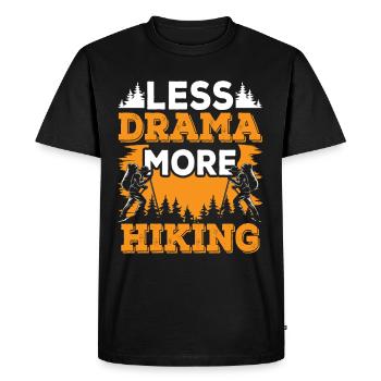 Less Drama More Hiking Motivation Sayings - Men's Premium Organic T-Shirt - black - Front - Nico (187cm)