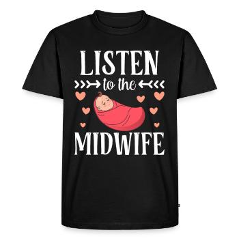 Ecoutez la profession de sage-femme Obstétrique - T-shirt Premium bio Homme - noir - Devant - Nico (187cm)