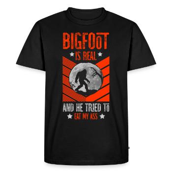 Big Foot is real and he tried Sasquatch - Men's Premium Organic T-Shirt - black - Front - Nico (187cm)