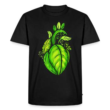 Heart Of Green Leaves - Végétarien - Devenez végétalien - T-shirt Premium bio Homme - noir - Devant - Nico (187cm)
