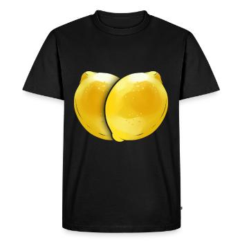Deux citrons formant un cœur. Love Veggies - Go - T-shirt Premium bio Homme - noir - Devant - Nico (187cm)