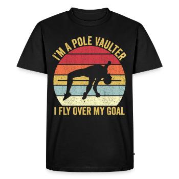 Drôle de saut à la perche de saut à la perche que je survole - T-shirt Premium bio Homme - noir - Devant - Nico (187cm)