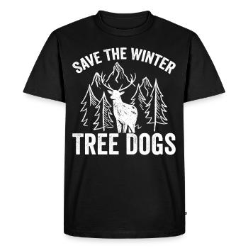 Funny deer save the winter tree dogs - Men's Premium Organic T-Shirt - black - Front - Nico (187cm)