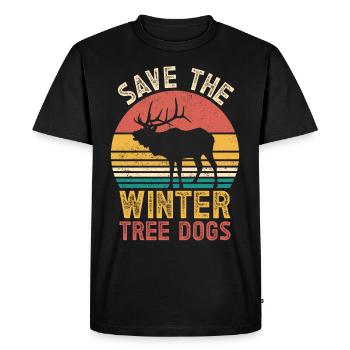 Funny Deer Save the Winter Tree Dog - Men's Premium Organic T-Shirt - black - Front - Nico (187cm)