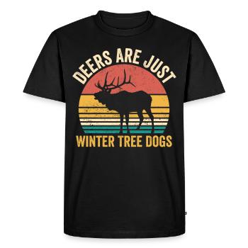 Funny deer are just winter tree dogs retro - Men's Premium Organic T-Shirt - black - Front - Nico (187cm)