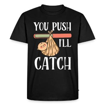 Vous appuyez sur J’attrape profession sage-femme sages-femmes - T-shirt Premium bio Homme - noir - Devant - Nico (187cm)