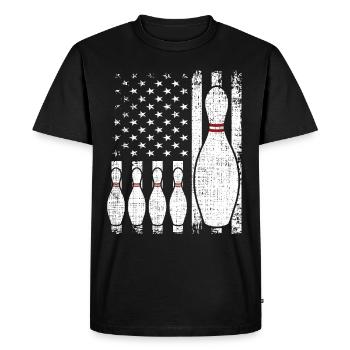 Bowling US Flag Bowling Player - Men's Premium Organic T-Shirt - black - Front - Nico (187cm)