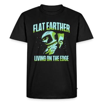 Flat Earther vit en marge de la Flat Earth Society - T-shirt Premium bio Homme - noir - Devant - Nico (187cm)