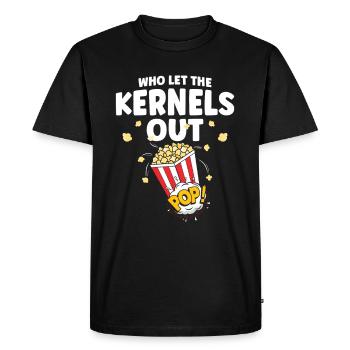 Who Let The Kernels Food - Men's Premium Organic T-Shirt - black - Front - Nico (187cm)