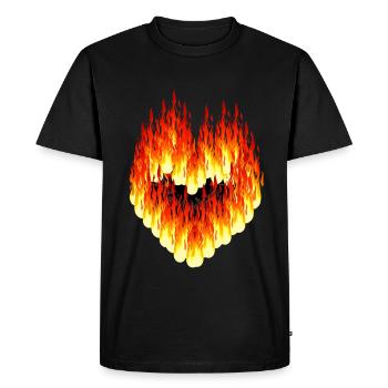 Valentine Valentin Heart Fire Flame Hot Love - T-shirt Premium bio Homme - noir - Devant - Nico (187cm)