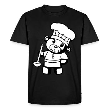 Chef amateur Art culinaire Teddy Bear Cook Soup Louche Ours à la louche - T-shirt Premium bio Homme - noir - Devant - Nico (187cm)