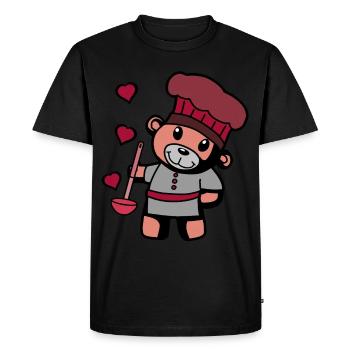 Chef amateur Art culinaire Teddy Bear Cook Soup Louche - T-shirt Premium bio Homme - noir - Devant - Nico (187cm)