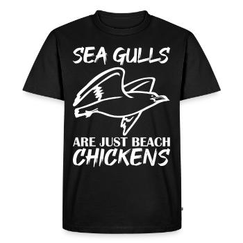 Joyeux Mouettes Mouettes ne sont que des poulets de plage - T-shirt Premium bio Homme - noir - Devant - Nico (187cm)