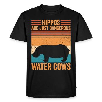Funny hippopotamus Hippopotamus - Men's Premium Organic T-Shirt - black - Front - Nico (187cm)