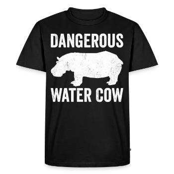 Drôle Hippopotame Hippopotame Vache d’eau dangereuse - T-shirt Premium bio Homme - noir - Devant - Nico (187cm)