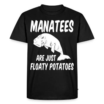 Funny manatees are simply swimming potato - Men's Premium Organic T-Shirt - black - Front - Nico (187cm)