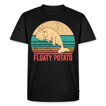 Drôle de lamantin Floaty Potato Retro - T-shirt Premium bio Homme - noir - Devant - Nico (187cm)