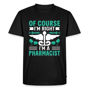 Pharmacien Médicament Pharmaceutique agréé G - T-shirt Premium bio Homme - noir - Devant - Nico (187cm)
