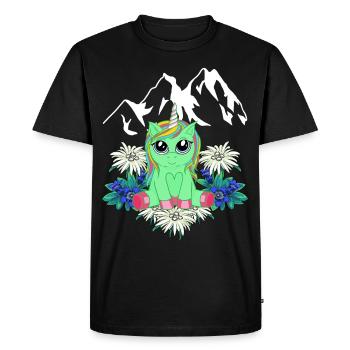 Licorne Flore Alpes Montagnes Horn Peak Printemps - T-shirt Premium bio Homme - noir - Devant - Nico (187cm)