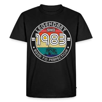 40e anniversaire né en 1983 Légendaire depuis 1983 - T-shirt Premium bio Homme - noir - Devant - Nico (187cm)