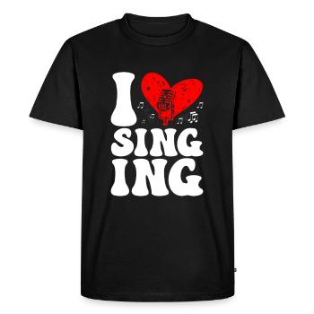 J’adore chanter chanteur karaoké coach vocal - T-shirt Premium bio Homme - noir - Devant - Nico (187cm)