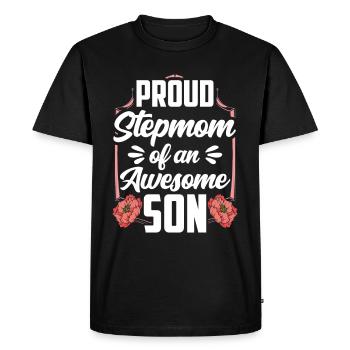 Fière belle-mère d’un grand fils - T-shirt Premium bio Homme - noir - Devant - Nico (187cm)