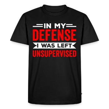 Laissé sans surveillance pour ma défense - T-shirt Premium bio Homme - noir - Devant - Nico (187cm)