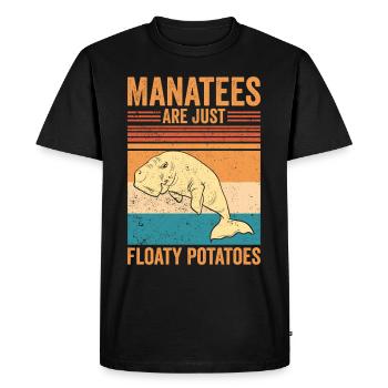 Funny manatees are simply swimming potato - Men's Premium Organic T-Shirt - black - Front - Nico (187cm)
