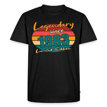 40e anniversaire né en 1983 Légendaire depuis 1983 - T-shirt Premium bio Homme - noir - Devant - Nico (187cm)