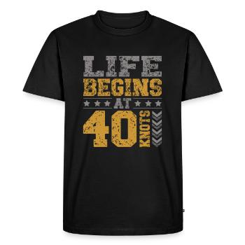 Life starts at 40 knots Kitesurfing - Men's Premium Organic T-Shirt - black - Front - Nico (187cm)