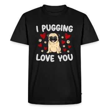 I Pugging Love You Pug Lovers Dog - Men's Premium Organic T-Shirt - black - Front - Nico (187cm)