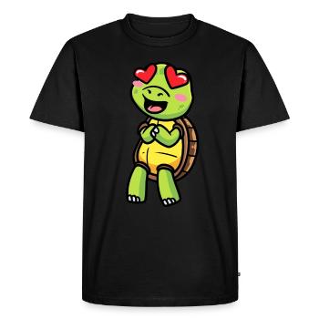 Tortue de mer amoureuse Tortue émoticône - T-shirt Premium bio Homme - noir - Devant - Nico (187cm)