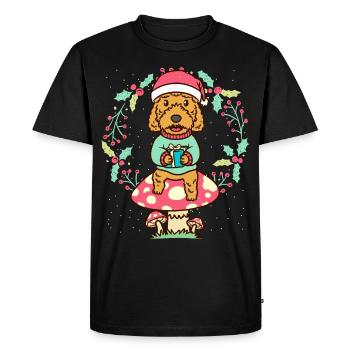 Cockapoo chien sur champignon couronne de Noël Noël - T-shirt Premium bio Homme - noir - Devant - Nico (187cm)