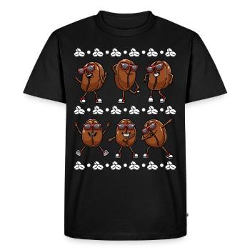 Grains de café avec lunettes de soleil dansant la caféine - T-shirt Premium bio Homme - noir - Devant - Nico (187cm)