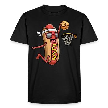 Hot-dog dans un chignon Jouer au basketball Activités sportives - T-shirt Premium bio Homme - noir - Devant - Nico (187cm)