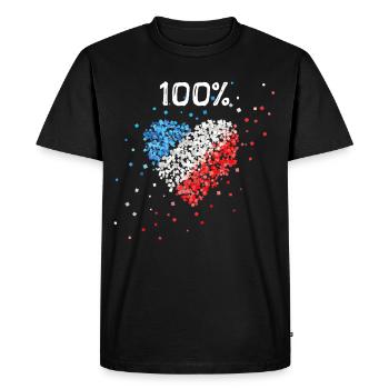 Français drapeau France fan Français - T-shirt Premium bio Homme - noir - Devant - Nico (187cm)